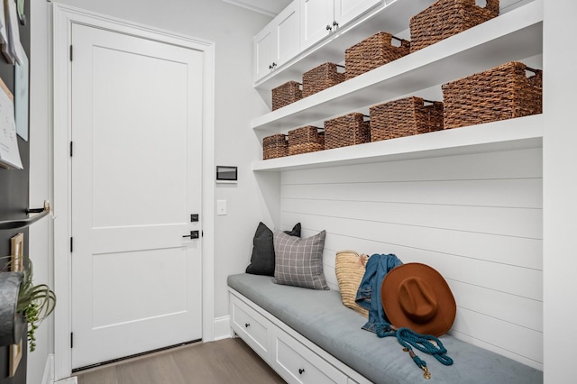 mudroom featuring light wood-type flooring