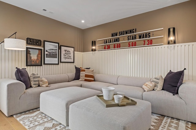 living room with hardwood / wood-style flooring