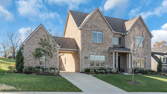 view of front of property with a front lawn