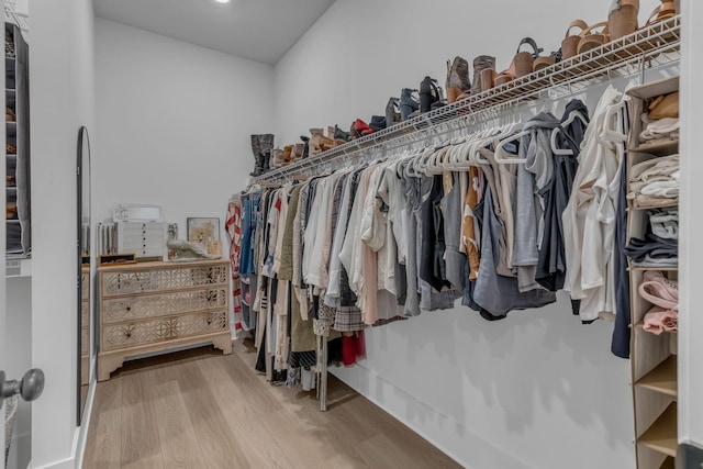 walk in closet featuring hardwood / wood-style flooring