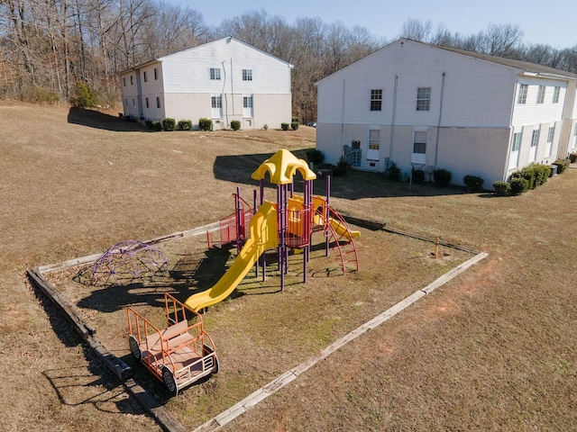 view of play area with a yard