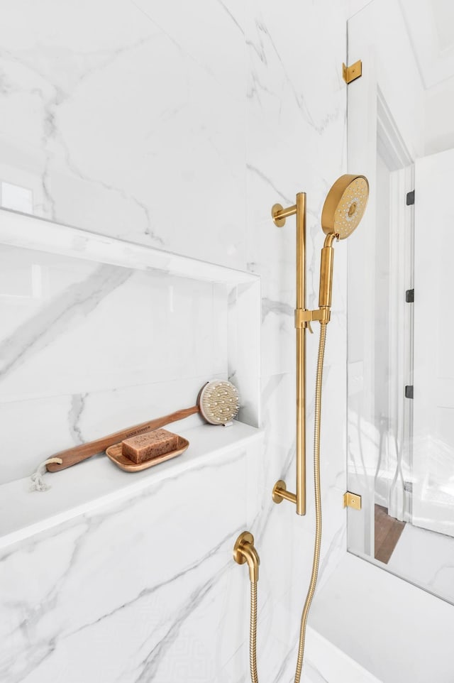 interior details with tiled shower