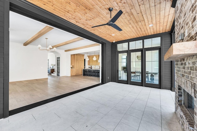 view of patio / terrace with french doors and ceiling fan