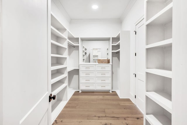 walk in closet featuring light wood-type flooring