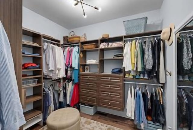 walk in closet featuring hardwood / wood-style floors