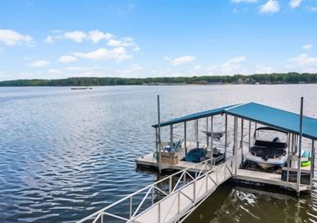 dock area with a water view