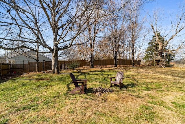 view of yard with a playground