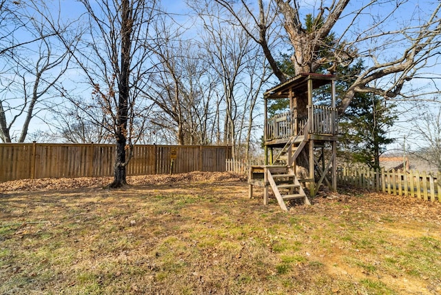 view of yard with a playground