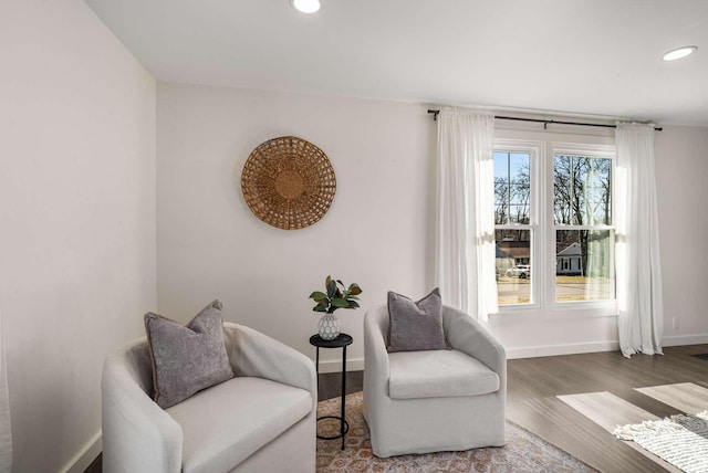 living area featuring dark wood-type flooring