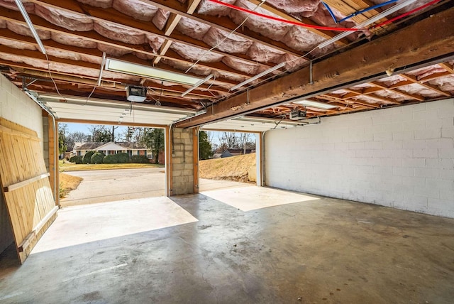 garage with a garage door opener