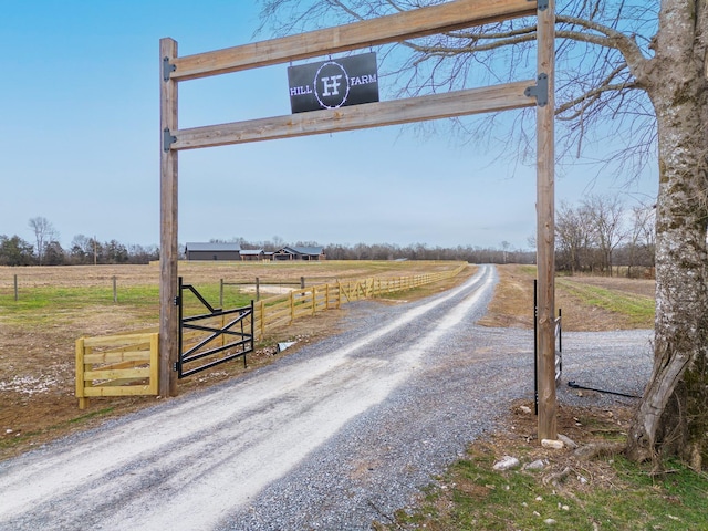 view of road with a rural view