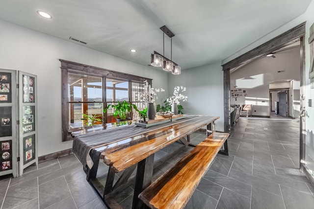 view of tiled dining space