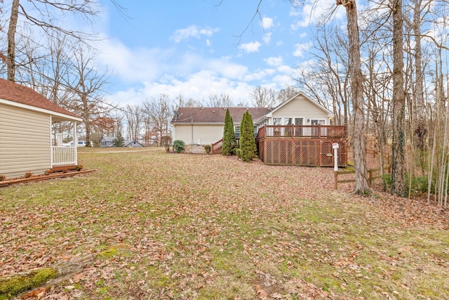 view of yard with a deck