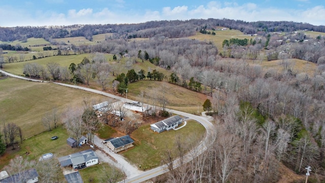 drone / aerial view with a rural view