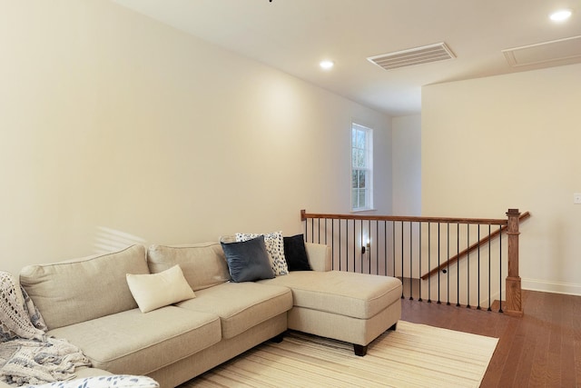 living room with wood-type flooring