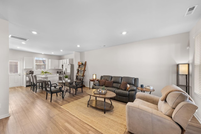 living room featuring light hardwood / wood-style flooring