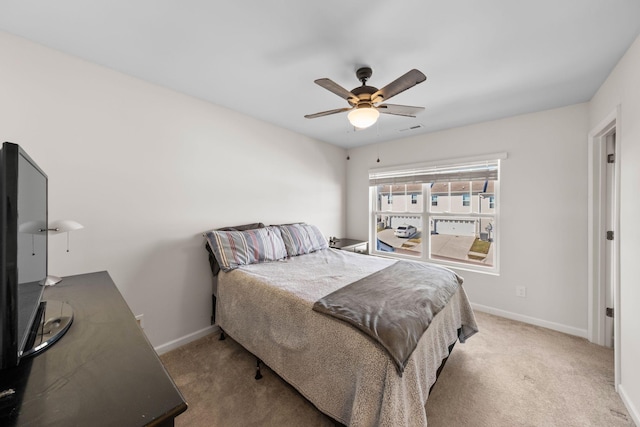 bedroom with carpet floors and ceiling fan