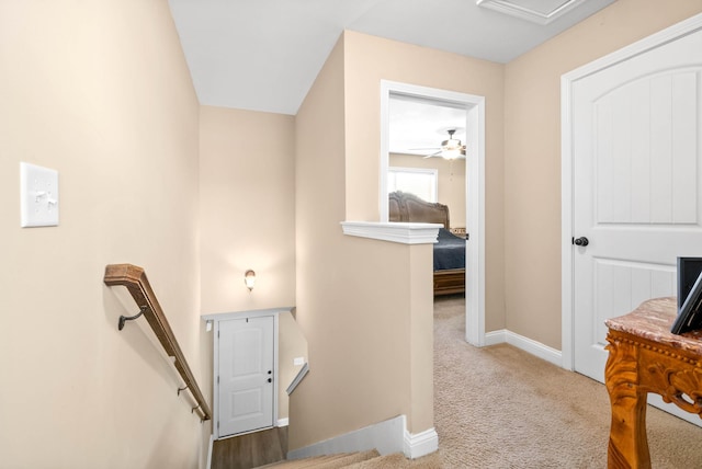 interior space featuring light colored carpet