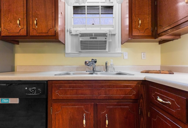 kitchen featuring cooling unit, dishwasher, and sink