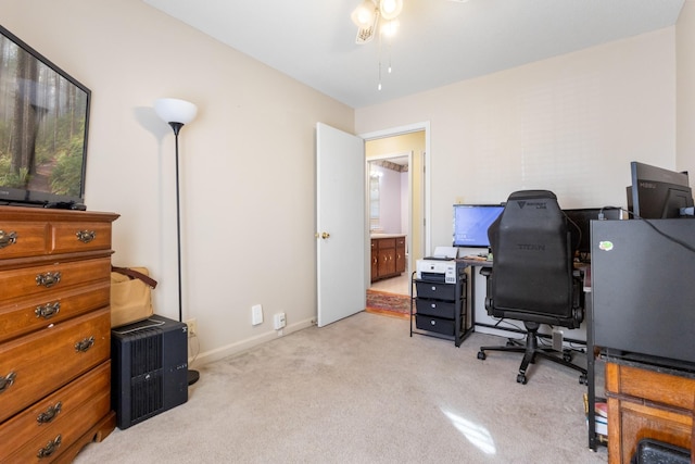 view of carpeted office space