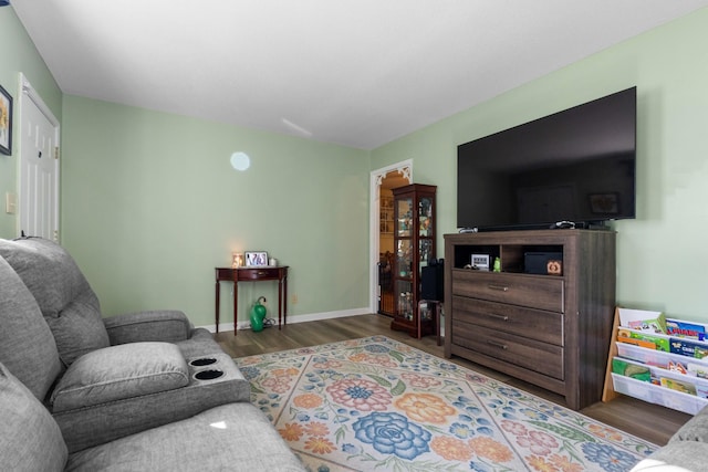 living room featuring dark hardwood / wood-style floors