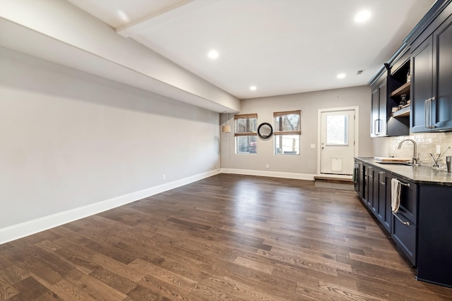 interior space featuring dark hardwood / wood-style floors and sink