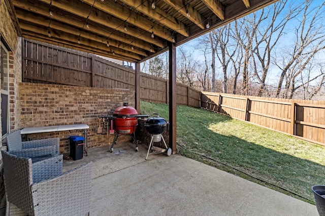 view of patio with area for grilling