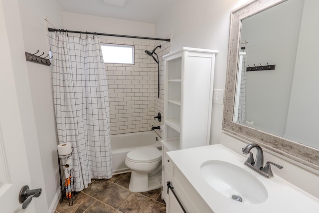 full bathroom featuring vanity, toilet, and shower / bath combo