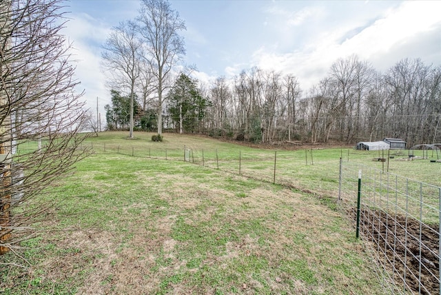 view of yard with a rural view