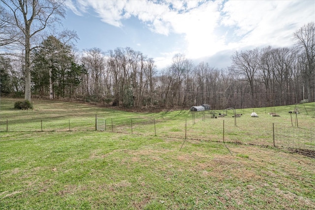 view of yard with a rural view