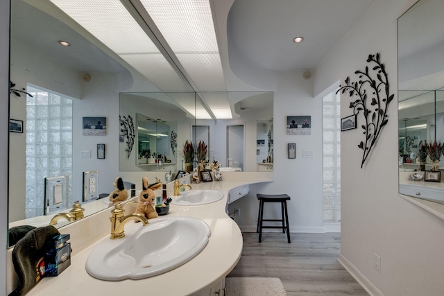 bathroom featuring wood-type flooring and vanity