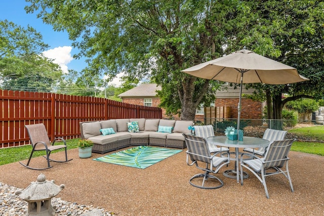 view of patio / terrace featuring an outdoor hangout area