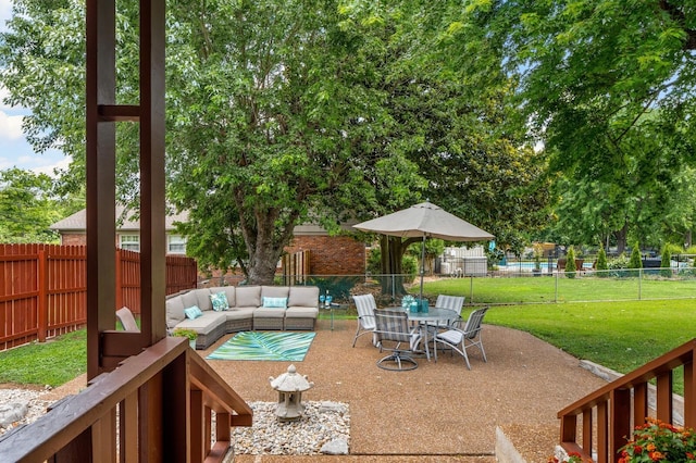 view of patio featuring outdoor lounge area