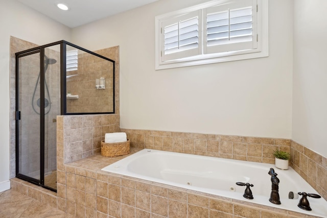 bathroom with independent shower and bath