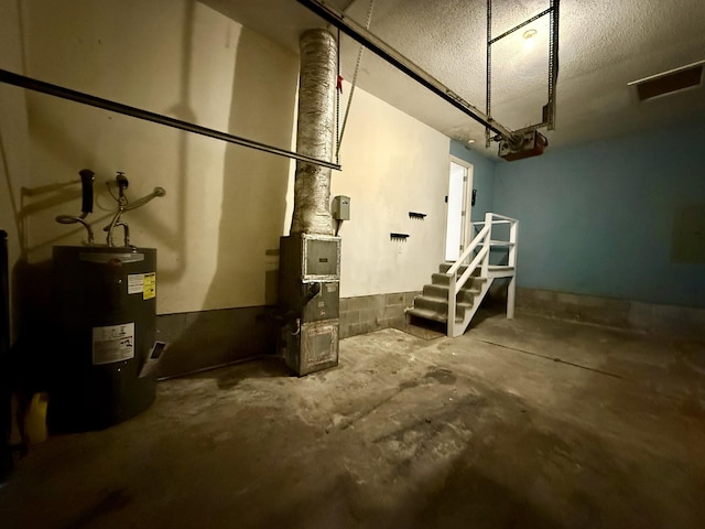 basement with water heater