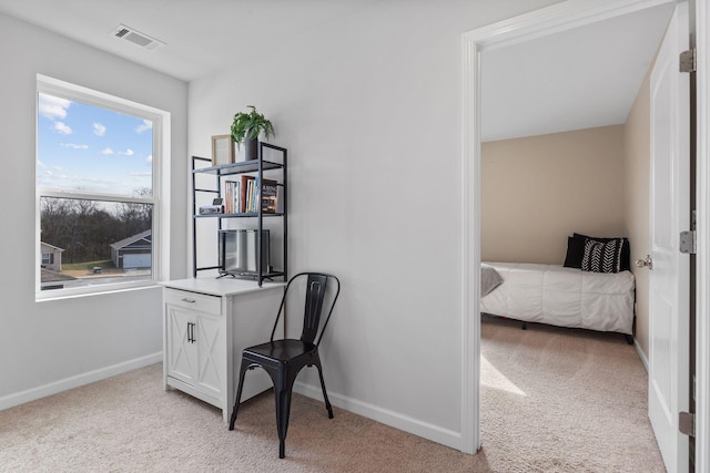 view of carpeted office space