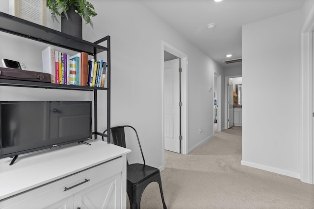 view of carpeted office space