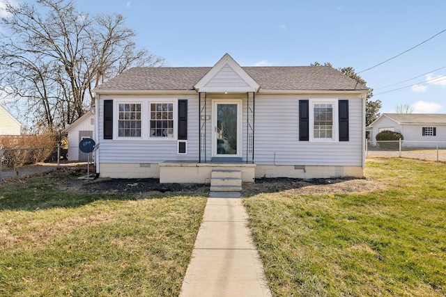 bungalow with a front lawn