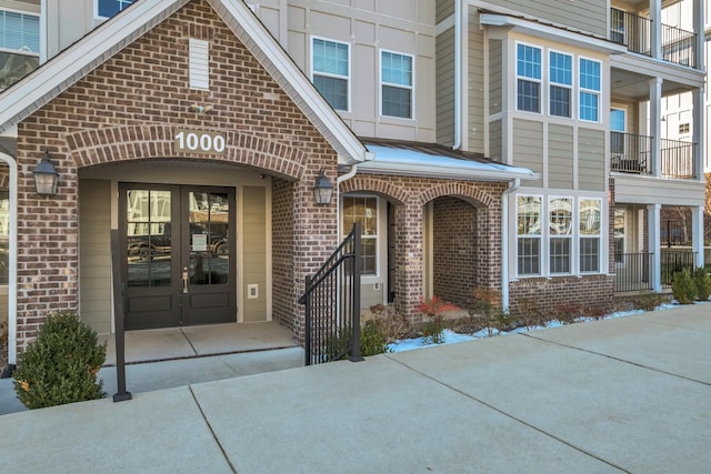 property entrance with french doors