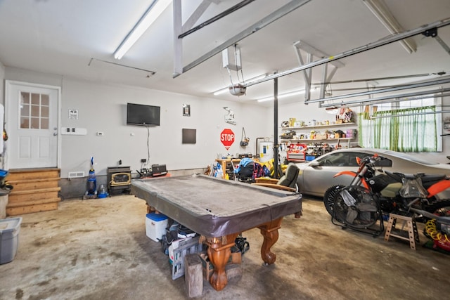 garage with a garage door opener