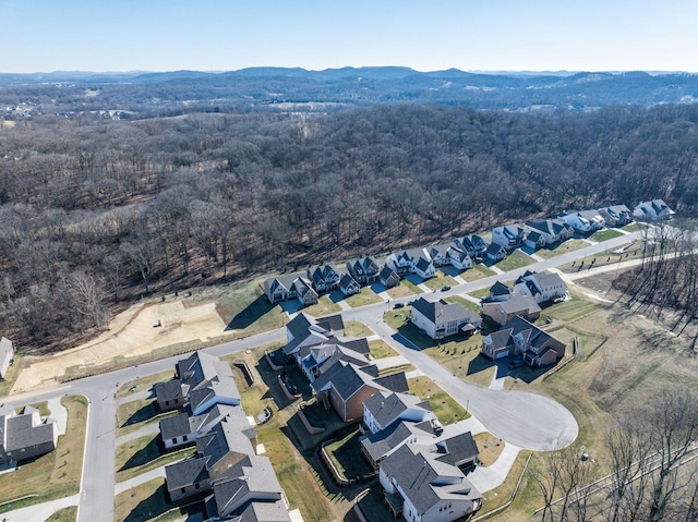 drone / aerial view with a mountain view