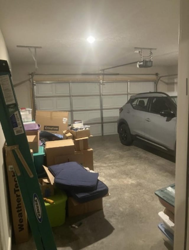 garage with a garage door opener