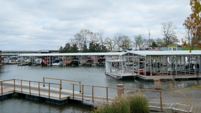 view of dock featuring a water view