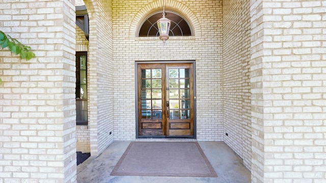 doorway to property featuring french doors