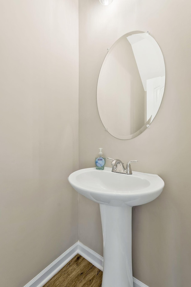 bathroom with sink and hardwood / wood-style flooring