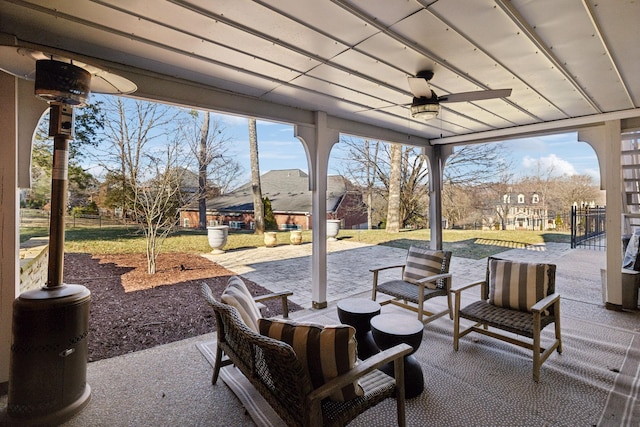 view of patio / terrace featuring ceiling fan and outdoor lounge area