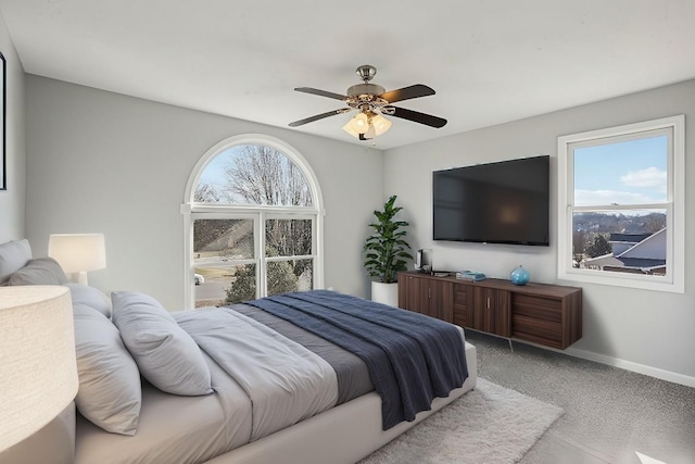 bedroom featuring ceiling fan