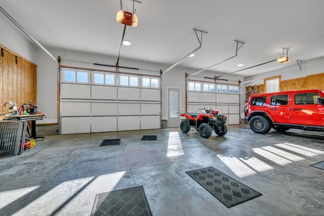 garage with a garage door opener