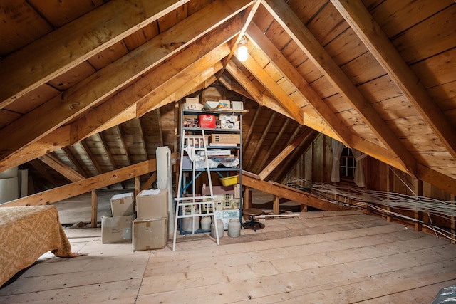 view of unfinished attic