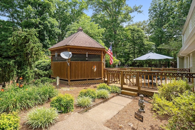 view of patio / terrace featuring a wooden deck